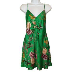ZARA Satin Effect Mini Floral Dress Sleeveless Mini Slip Style Dress Large NWT
